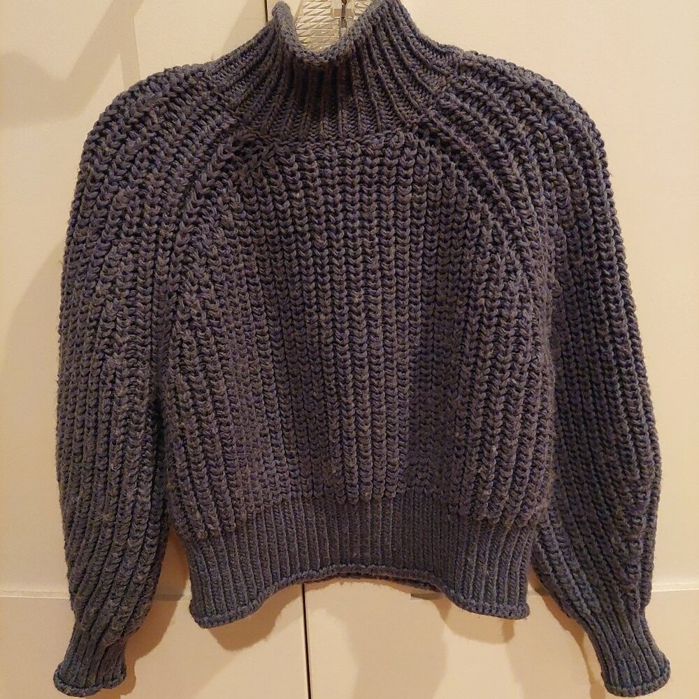 H&M Small Bluish Grey Heavy Knit Turtleneck Sweater - Picture 2 of 8